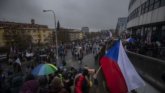 Czech flag, demonstration